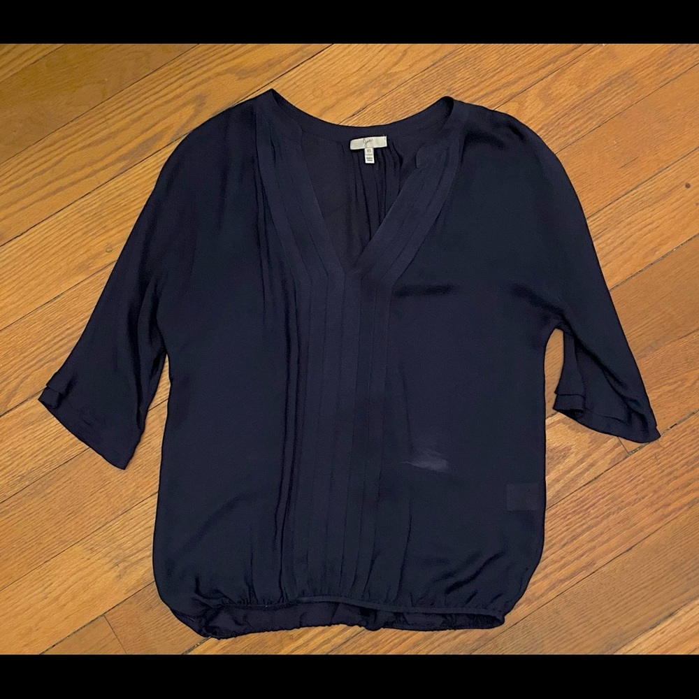 Joie 100% Silk Navy Blouse Size XS